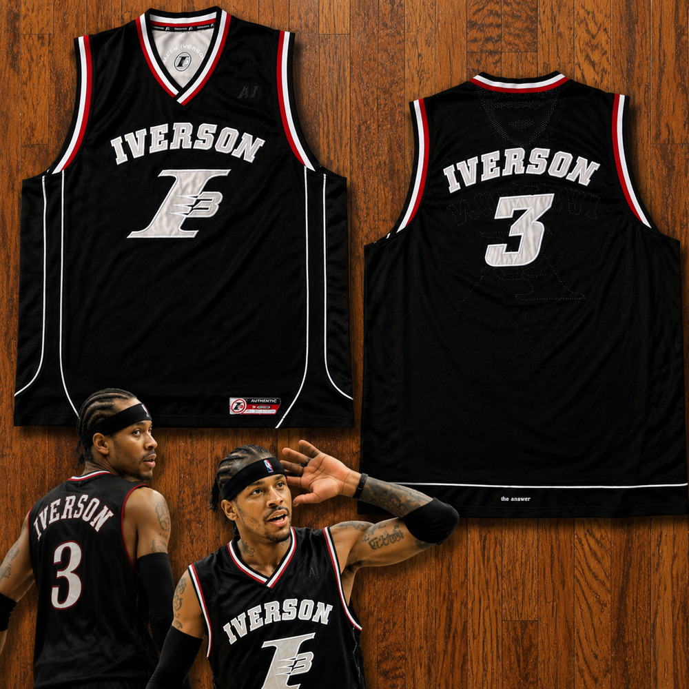 Allen Iverson AI I3 The Answer Reebok Jersey Mens Large Black Vintage Y2K Rare